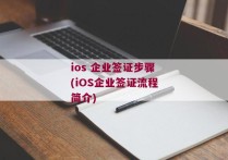 ios 企业签证步骤(iOS企业签证流程简介)