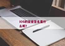 iOS的企业签名是什么呢？