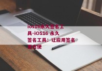 ios16永久签名工具-iOS16 永久签名工具：让应用签名更方便